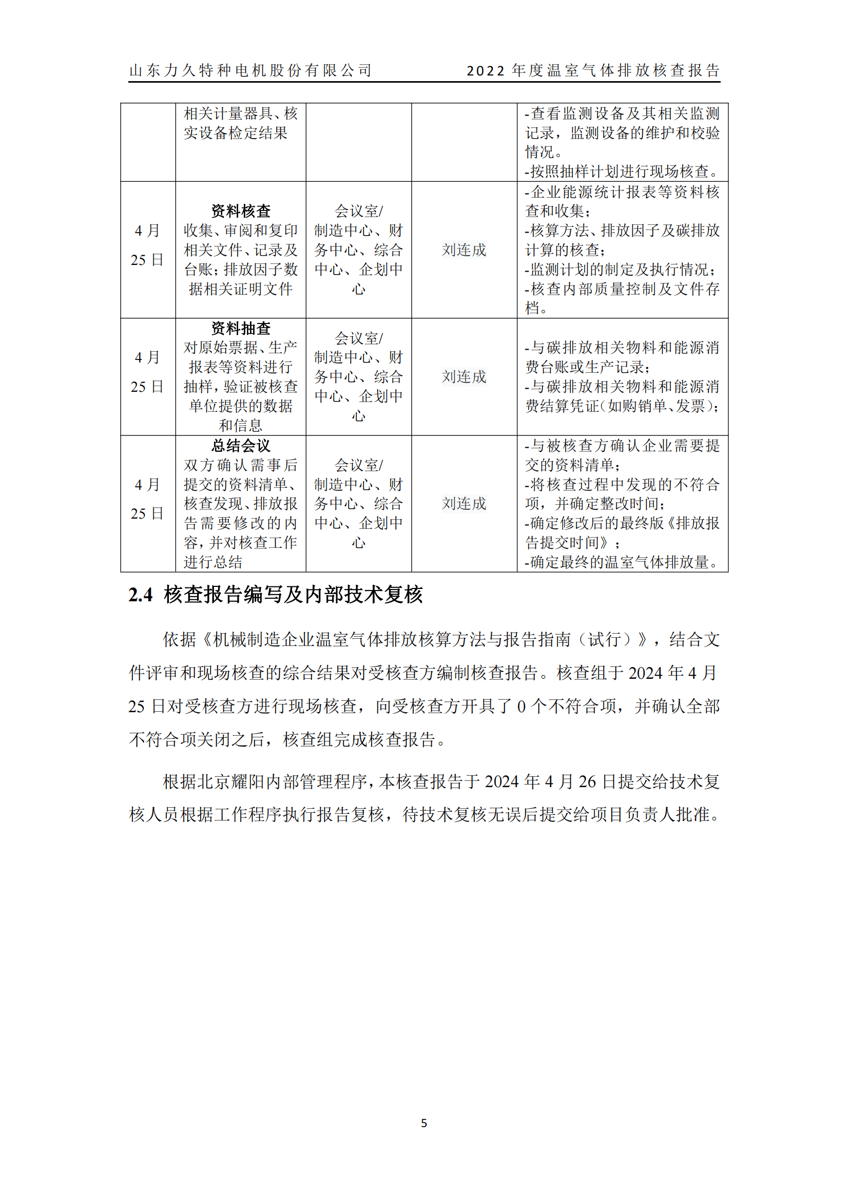 力久電機溫室氣體排放核查報告